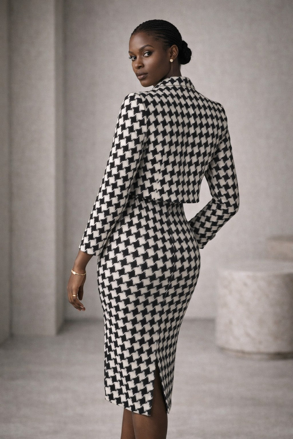 CM&UZ Houndstooth Skirt Suit - CM & UZ STYLES LTD