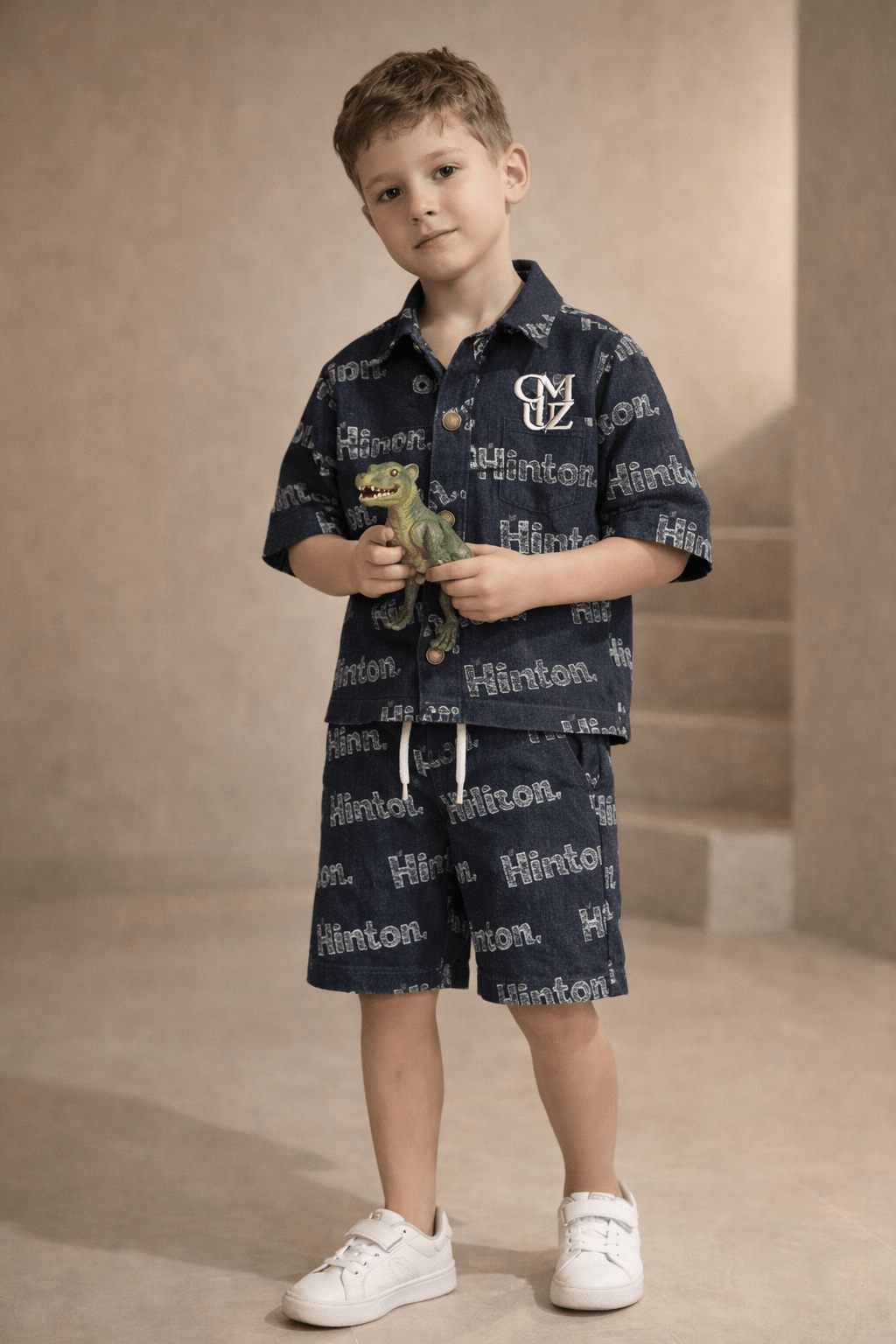 CM&UZ Monogram Denim Set (Shorts) - CM & UZ STYLES LTD