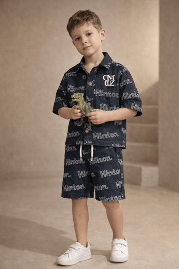 CM&UZ Monogram Denim Set (Shorts) - CM & UZ STYLES LTD