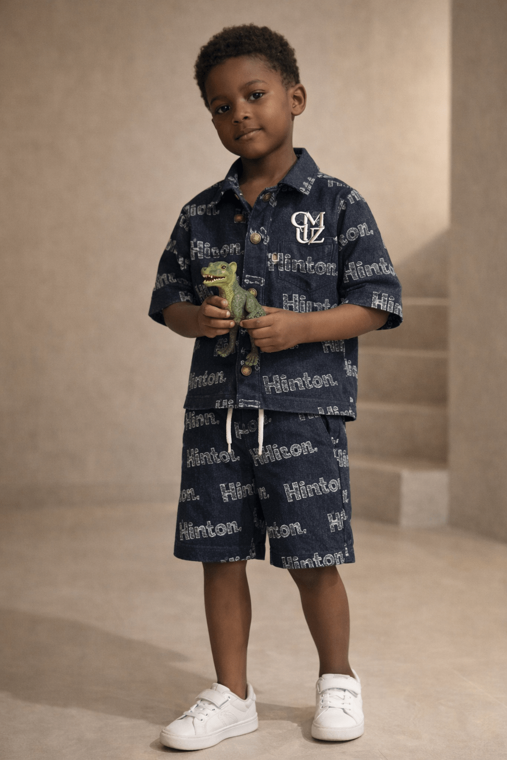 CM&UZ Monogram Denim Set (Shorts) - CM & UZ STYLES LTD