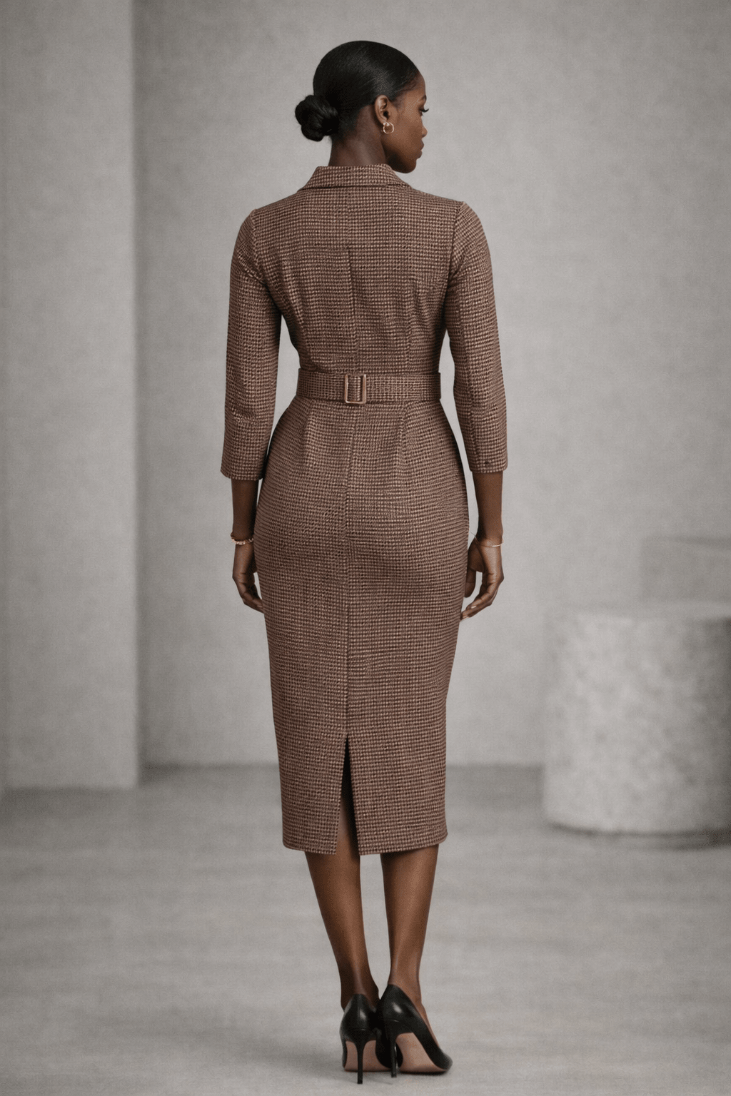 CM&UZ Tailored Belted Midi Dress - CM & UZ STYLES LTD
