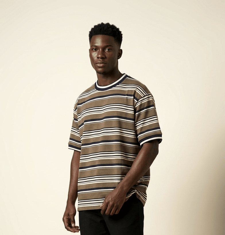 Cocoa Stripe Knit (Short Sleeve) - CM & UZ STYLES LTD