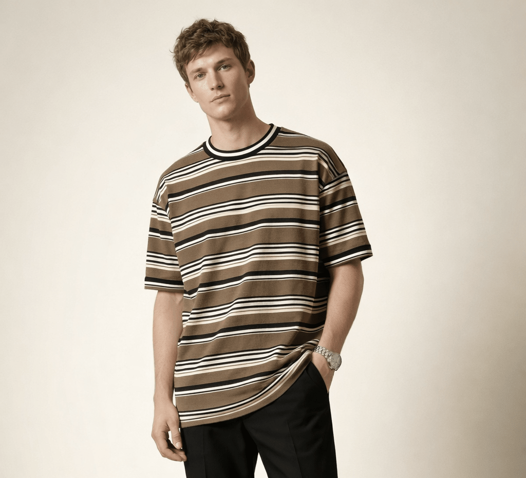 Cocoa Stripe Knit (Short Sleeve) - CM & UZ STYLES LTD