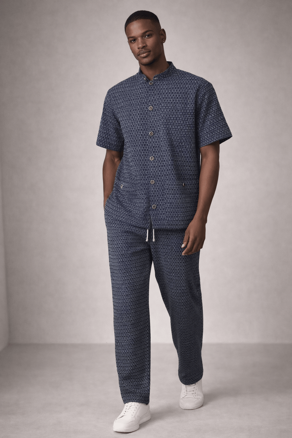 Midnight Grid Relaxed Set - CM & UZ STYLES LTD