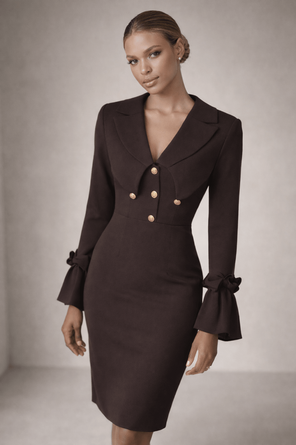 Noir Sculpt Collar Dress - CM & UZ STYLES LTD