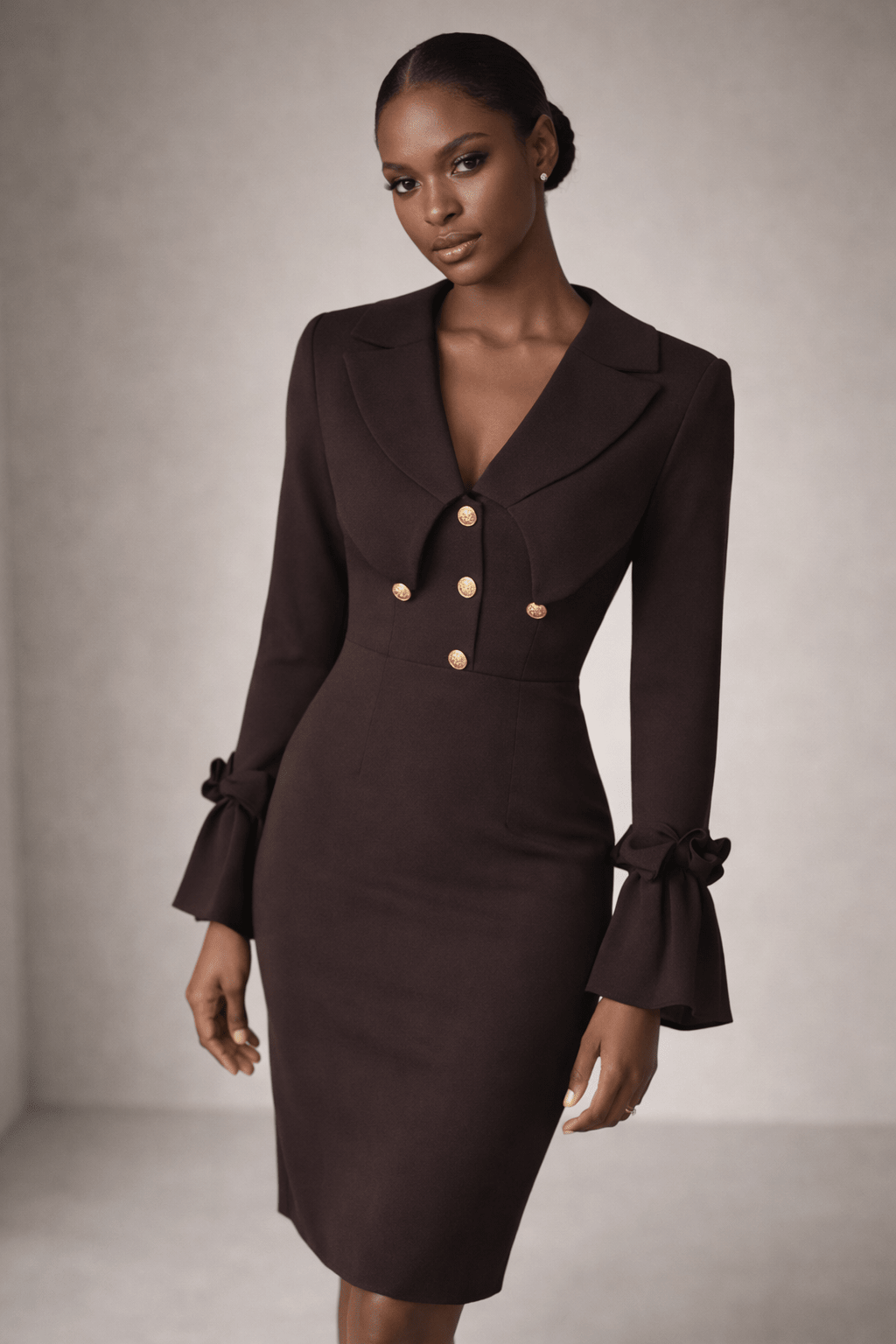 Noir Sculpt Collar Dress - CM & UZ STYLES LTD