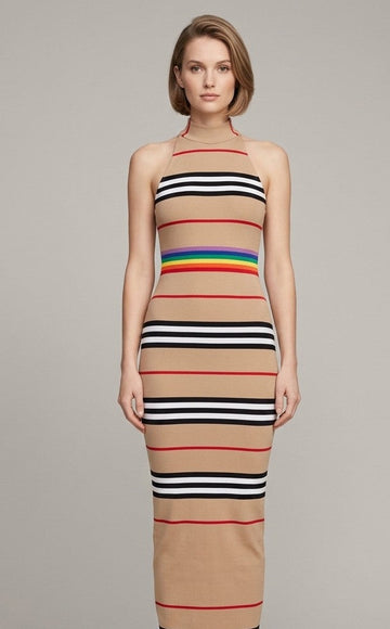 CM&UZ Heritage Stripe Halter Maxi Dress
