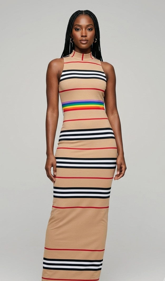 CM&UZ Heritage Stripe Halter Maxi Dress