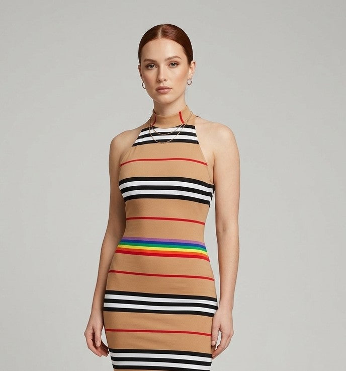 CM&UZ Heritage Stripe Halter Mini Dress