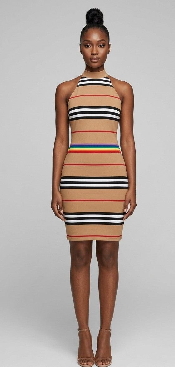 CM&UZ Heritage Stripe Halter Mini Dress